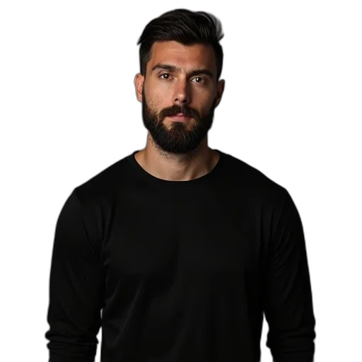 jacket, staff, face, animal, dark, monochrome, man, beard transparent PNG cut-out