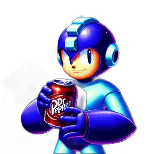 robot, bottle, food, creature, pixel art, concept art, 3d render, vaporwave transparent PNG cut-out