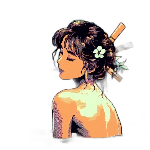 flower, crown, staff, dress, watercolor, pixel art, anime, concept art transparent PNG cut-out