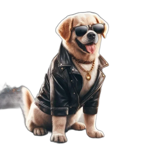 jacket, animal, concept art, photorealistic, 3d render, cartoon, golden, retriever transparent PNG cut-out