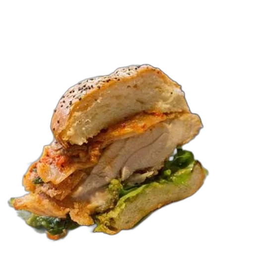 food, photorealistic, 3d render, delicious, sandwich, chicken, lettuce, avocado transparent PNG cut-out