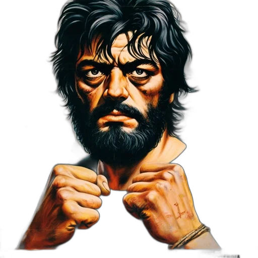 face, comic book art, photorealistic, concept art, fantasy art, vintage, movie, poster transparent PNG cut-out
