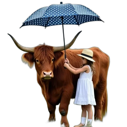 umbrella, animal, hat, dress, photorealistic, oil painting, concept art, rain transparent PNG cut-out