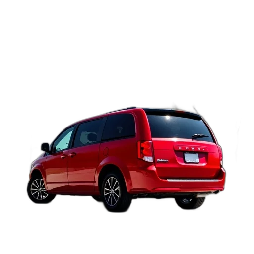 car, 3d render, photorealistic, red, minivan, parked, concrete, surface transparent PNG cut-out