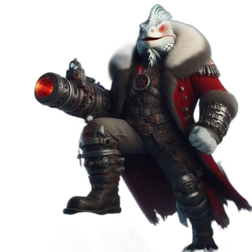 staff, weapon, mask, jacket, concept art, fantasy art, 3d render, red transparent PNG cut-out