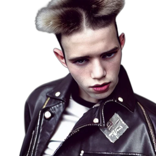 hair, jacket, face, cyberpunk transparent PNG cut-out