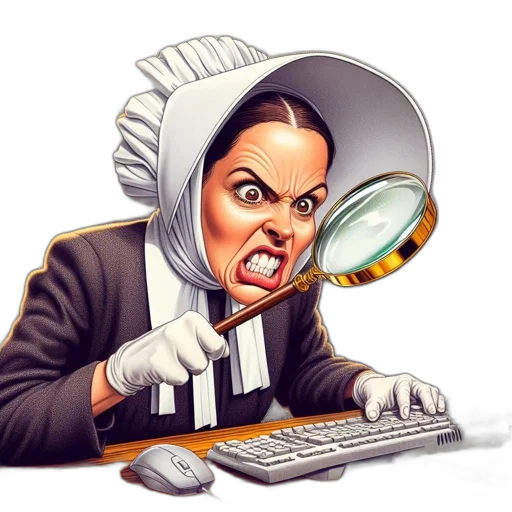 staff, face, intense, woman, wears, traditional, bonnet, while transparent PNG cut-out