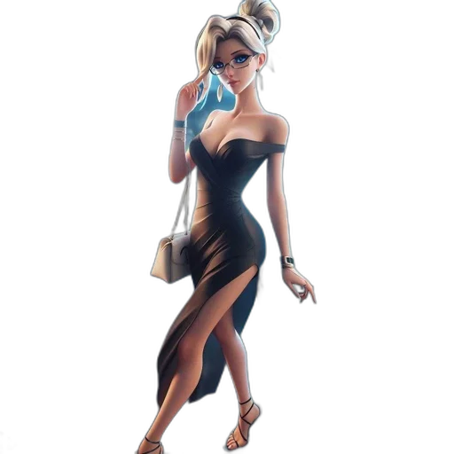 dress, staff, concept art, comic book art, fantasy art, cartoon, blue, woman transparent PNG cut-out