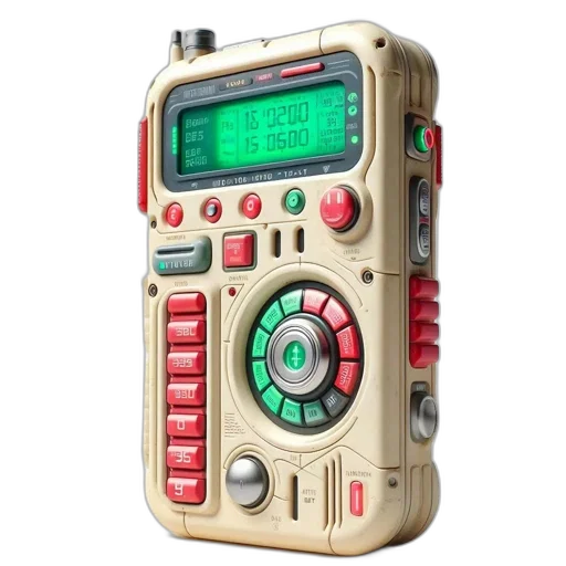 robot, weapon, cyberpunk, futuristic, device, multiple, buttons, dials transparent PNG cut-out