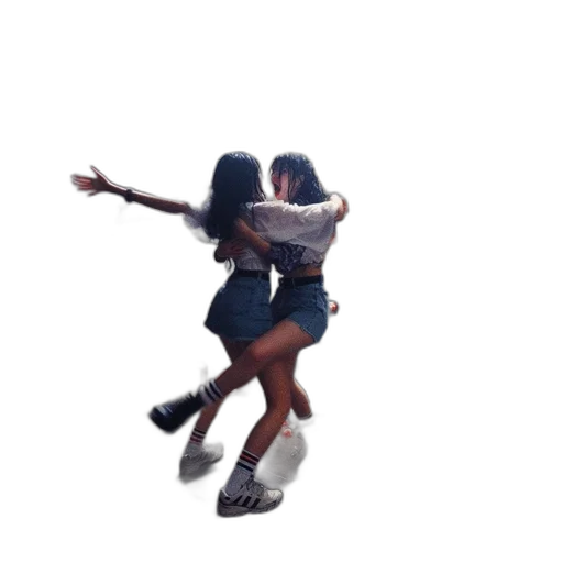 during, nighttime, rainfall, two, women, passionately, hug, amid transparent PNG cut-out