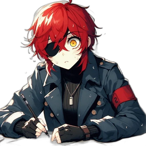 jacket, mask, staff, weapon, anime, pixel art, concept art, cartoon transparent PNG cut-out