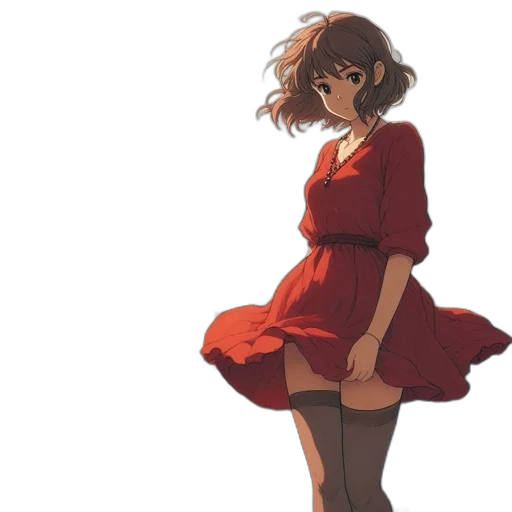 dress, flower, concept art, anime, pixel art, watercolor, red, monochrome transparent PNG cut-out