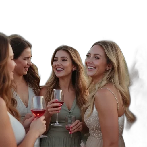 dress, group, women, gathered, field, some, holding, wine transparent PNG cut-out