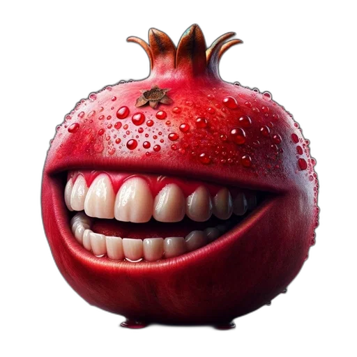 creature, face, animal, food, 3d render, photorealistic, concept art, pomegranate transparent PNG cut-out
