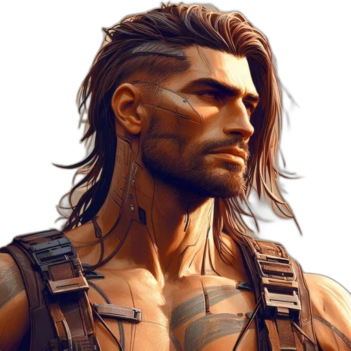 face, hair, fantasy art, concept art, photorealistic, cyberpunk, earth tones, golden transparent PNG cut-out
