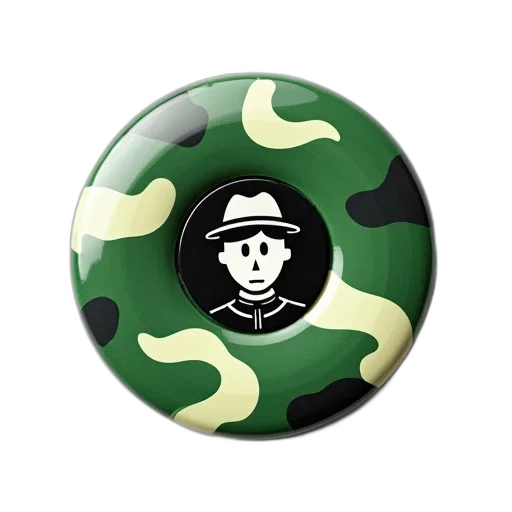 hat, 3d render, cartoon, comic book art, close-up, green, white, camouflage transparent PNG cut-out
