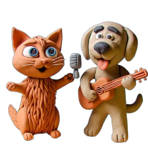 3d render, cartoon, concept art, photorealistic, two, playful, claymation, animals transparent PNG cut-out