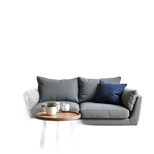furniture, 3d render, photorealistic, concept art, monochrome, earth tones, blue, dark transparent PNG cut-out