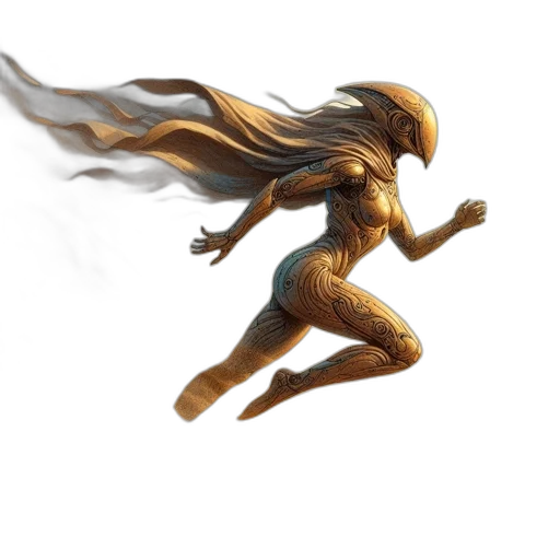 creature, hair, dragon, dress, concept art, fantasy art, comic book art, 3d render transparent PNG cut-out