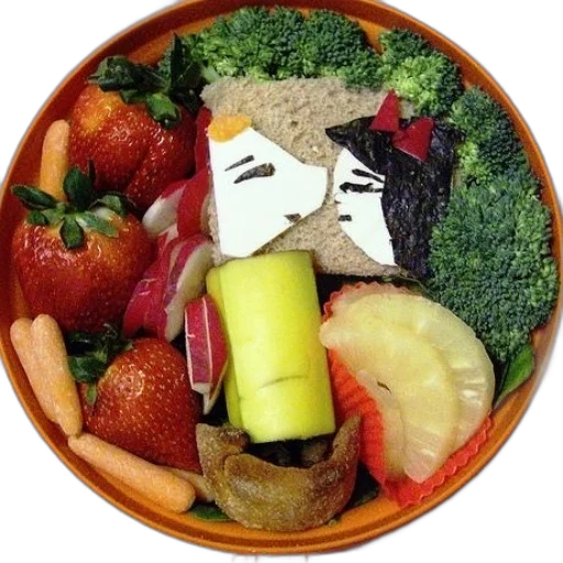food, colorful, plate, fruits, vegetables, creative, face, design transparent PNG cut-out