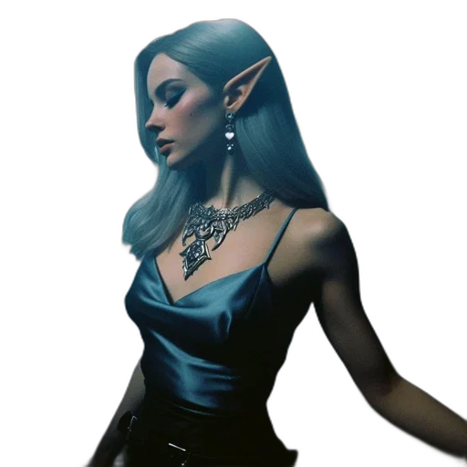 dress, jewelry, staff, fantasy art, concept art, 3d render, photorealistic, dark transparent PNG cut-out