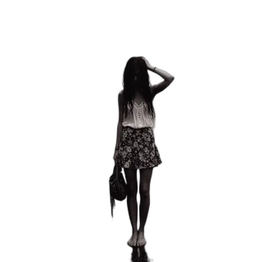dress, staff, shoes, hair, 3d render, concept art, photorealistic, monochrome transparent PNG cut-out