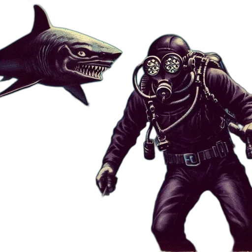 creature, mask, concept art, comic book art, fantasy art, 3d render, underwater, outer space transparent PNG cut-out