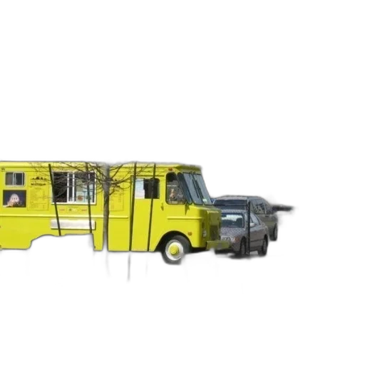 car, food, staff, 3d render, concept art, yellow, truck, parked transparent PNG cut-out