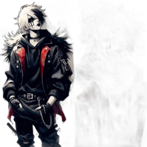 jacket, mask, staff, weapon, concept art, fantasy art, pixel art, comic book art transparent PNG cut-out