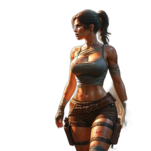 weapon, dress, concept art, fantasy art, cyberpunk, 3d render, female, warrior transparent PNG cut-out