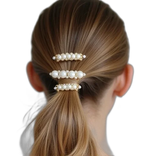 jewelry, crown, hair, staff, three, white, pearl, clips transparent PNG cut-out