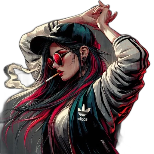 jacket, comic book art, fantasy art, pixel art, concept art, red, moody, digitally transparent PNG cut-out