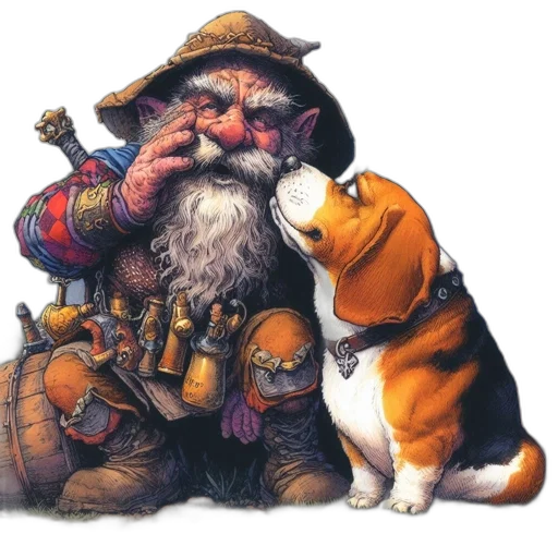 staff, animal, fantasy art, concept art, watercolor, photorealistic, snow, elderly transparent PNG cut-out