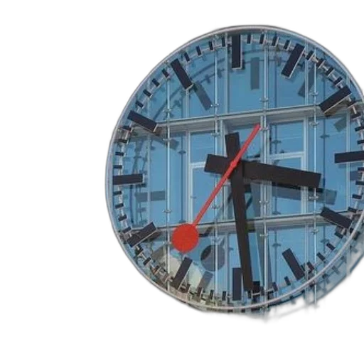 3d render, large, clock, black, hands, red, center, side transparent PNG cut-out