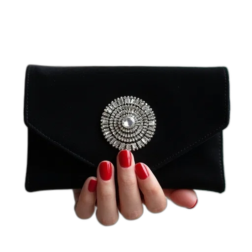 jewelry, close-up, image, hand, holding, black, evening, clutch transparent PNG cut-out
