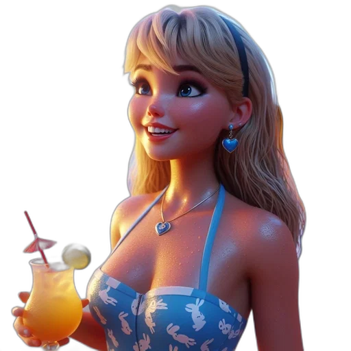 dress, 3d render, cartoon, concept art, photorealistic, beach, underwater, animated transparent PNG cut-out