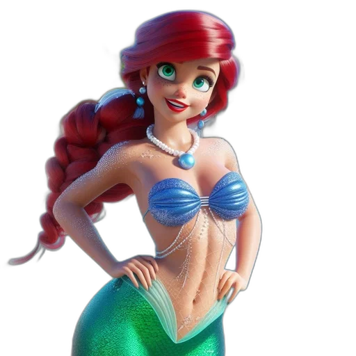 dress, 3d render, concept art, cartoon, fantasy art, underwater, cheerful, mermaid transparent PNG cut-out