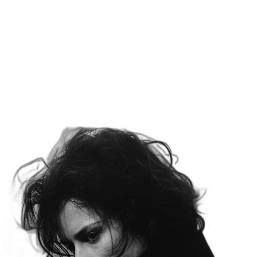hair, face, jacket, creature, photorealistic, monochrome, dark, portrait transparent PNG cut-out