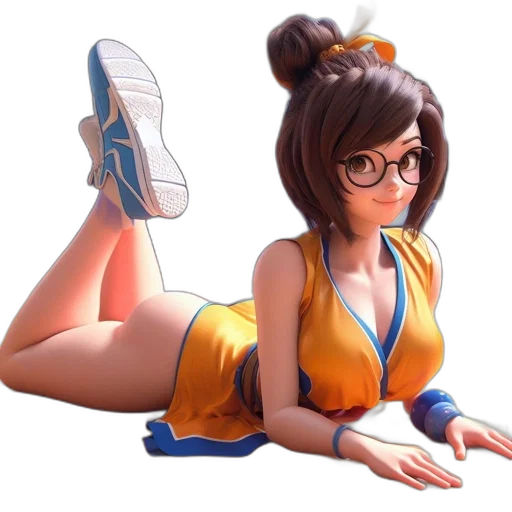 dress, staff, robot, shoes, concept art, anime, 3d render, cartoon transparent PNG cut-out