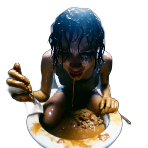 food, concept art, photorealistic, 3d render, comic book art, individual, seated, toilet transparent PNG cut-out