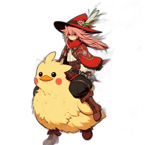 weapon, animal, hat, staff, concept art, pixel art, fantasy art, anime transparent PNG cut-out