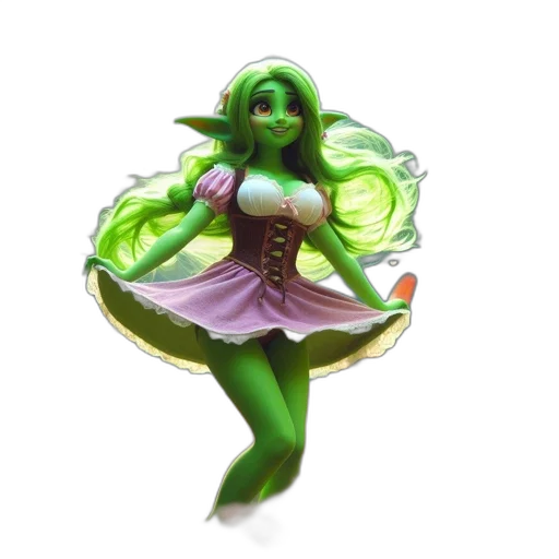 staff, dress, fantasy art, concept art, pixel art, 3d render, green, elf-like transparent PNG cut-out