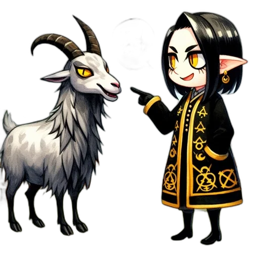 concept art, fantasy art, pixel art, 3d render, dark, monochrome, mischievous, elf-like transparent PNG cut-out