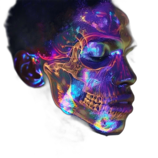 face, mask, robot, crown, cyberpunk, vaporwave, 3d render, concept art transparent PNG cut-out