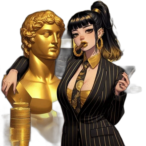 jewelry, staff, concept art, cartoon, fantasy art, anime, golden, anime-styled transparent PNG cut-out