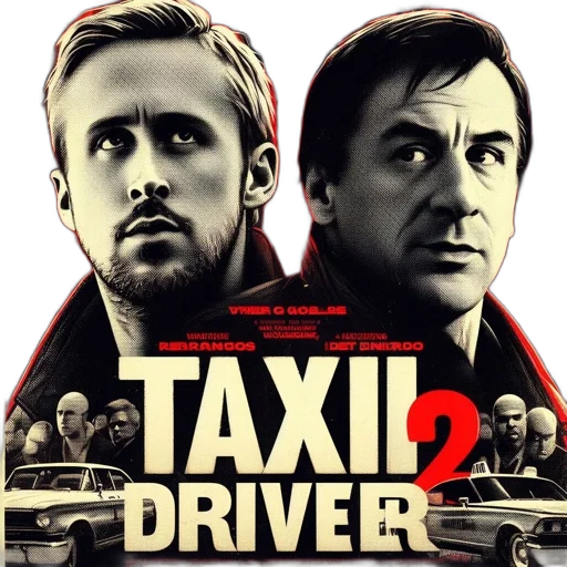concept art, poster, taxi, driver, two, male, leads, one transparent PNG cut-out