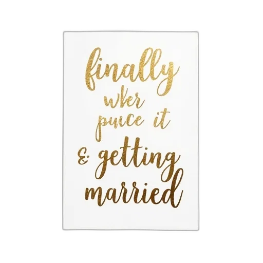 gold, foil, wedding, invitation, white, background, phrase, finally transparent PNG cut-out
