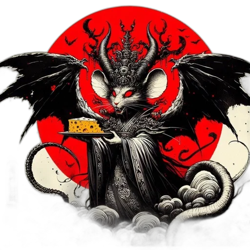 dragon, staff, fantasy art, concept art, pixel art, comic book art, red, dark transparent PNG cut-out