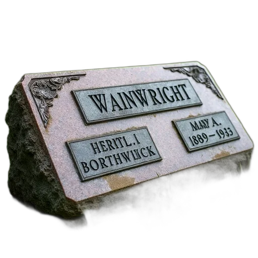 3d render, weathered, stone, headstone, intricate, designs, inscriptions, lies transparent PNG cut-out