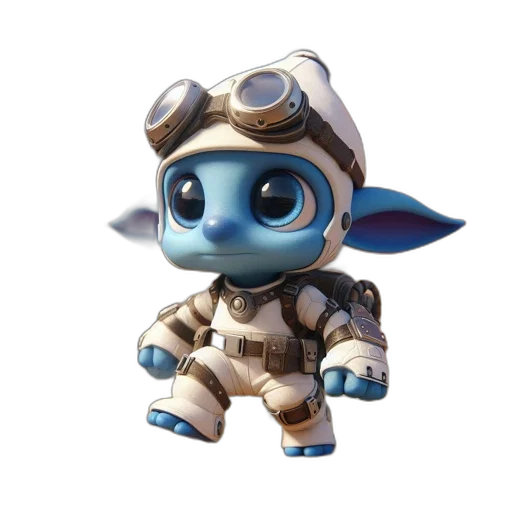 robot, staff, creature, concept art, 3d render, fantasy art, outer space, blue transparent PNG cut-out